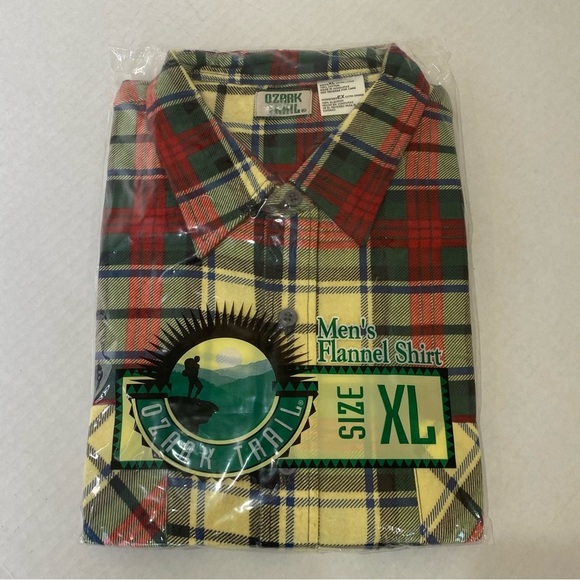 New Vintage Ozark Trail Plaid Flannel Shirt 100% Cotton Pockets USA - Picture 1 of 5